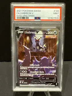 2021 POKEMON SWORD & SHIELD EVOLVING SKIES UMBREON V 189/203 PSA 9 - Image 1
