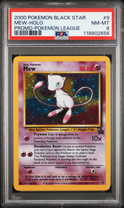 Pokemon 2000 Mew #9 WOTC Black Star Promo Holo PSA 8 NM-MT Fart Swirl - Image 1