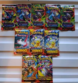 Pokemon Lot of 10 New Sealed Phantasmal Flame Surging Sparks Mega Evolution Set - Image 1