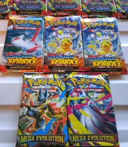 Pokemon Lot of 10 New Sealed Phantasmal Flame Surging Sparks Mega Evolution Set - Image 3