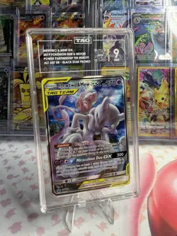 POKEMON MEWTWO AND MEW GX SUN AND MOON BLACK STAR PROMO #191 TAG GRADE 9 - Image 1