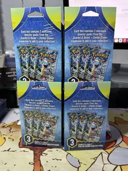 4 Pokemon Scarlet and Violet Stellar Crown 3 Booster Pack Box 12 Packs Sealed - Image 2