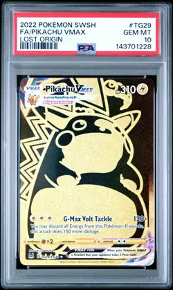 2022 POKEMON SWORD & SHIELD LOST ORIGIN #TG29 FULL ART/PIKACHU VMAX PSA 10 - Image 1