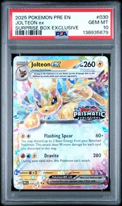 2025 POKEMON PRE EN-PRISMATIC EVOLUTIONS 030 JOLTEON EX SURPRISE BOX PSA 10 - Image 1
