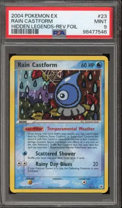 Pokemon Rain Castform EX Hidden Legends Reverse Holo Rare #23 PSA 9 Mint - Image 1
