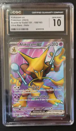 Alakazam ex Ultra Rare Holo CGC Gem Mint 10 Pokemon Scarlet & Violet 188/165 - Image 1