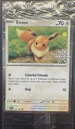 EEVEE 133/165 Pokemon TCG Holiday Calendar 2025 Holo Festive Stamp PromO SEALED - Image 1