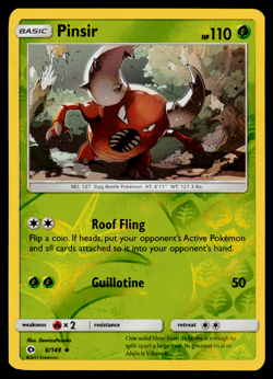 Pokemon Card - SM - Sun & Moon Pinsir 6/149 Reverse Holo - NM - Image 1