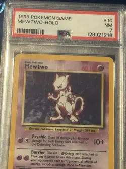 1999 Pokemon MeWTWO-Holo #10 Shadowless Card PSA 7 - Image 2