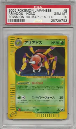 SWIRL! PSA 10 GEM MINT 2002 Pokemon The Town on No Map 1st Edition Ariados #9/92 - Image 1