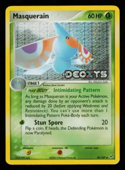 Pokemon Card Masquerain 39/107 ex Reverse Holo Deoxys Vintage LP 2005 - Image 1