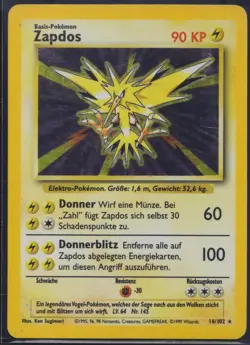 Pokemon - Zapdos 16/102 Holo Rare Unlimited - Base Set / Basis - Deutsch - LP - Image 1