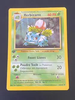 CARTE POKEMON HERBIZARRE 30/102 FR EDITION 1 SET DE BASE - BE/TBE - Image 1