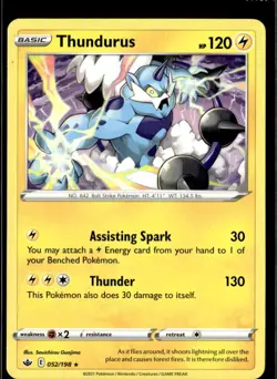 Pokemon Thundurus 052/198 Chilling Reign Non Holo Rare 2 Card Lot - Image 1