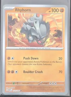 Rhyhorn #111/165Reverse Holo Scarlet & Violet 151 Pokemon Card Near Mint - Image 1