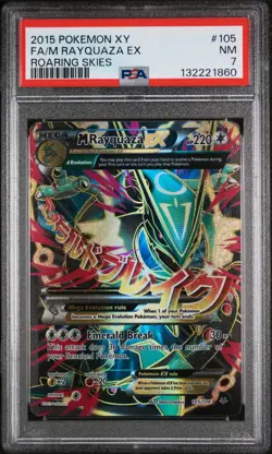Pokemon TCG XY Roaring Skies M Rayquaza EX Full Art Card 105/108 NM PSA 7 - Image 1