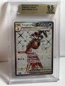 BGS 9.5💫 Pop 1 | Pokemon | Temporal Forces | Farigiraf ex 194/162 | Ultra Rare - Image 1