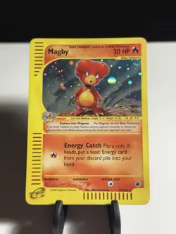 Magby Pokemon Expedition SWIRL 2002 Holo Rare 17/165 LP+/NM- - Image 1