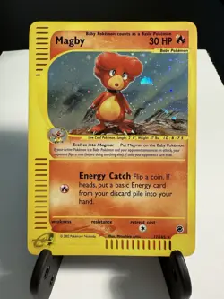 Magby Pokemon Expedition SWIRL 2002 Holo Rare 17/165 LP+/NM- - Image 2