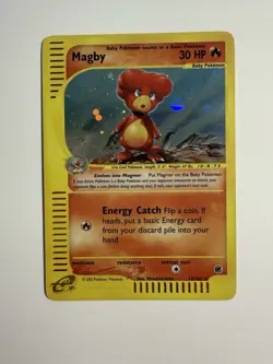 Magby Pokemon Expedition SWIRL 2002 Holo Rare 17/165 LP+/NM- - Image 4