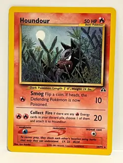 Vintage 2001 Pokemon TCG Neo Discovery HOUNDOUR NON-HOLO Rare 24/75 LP-MP Unltd. - Image 1