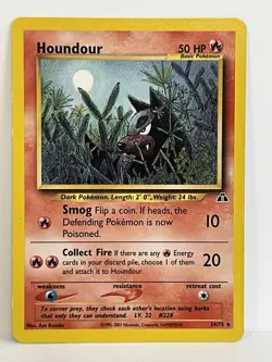 Vintage 2001 Pokemon TCG Neo Discovery HOUNDOUR NON-HOLO Rare 24/75 LP-MP Unltd. - Image 4