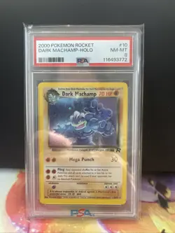 Pokemon Team Rocket Dark Machamp Holo 10/82 PSA 8 - Image 1
