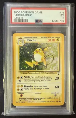 2000 Pokemon Game Base II #16 Raichu Holo PSA 5 - Image 1