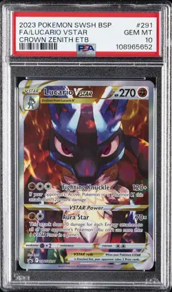 2023 POKEMON SWSH BLACK STAR PROMO #291 FULL ART/LUCARIO VSTAR PSA 10 - Image 1