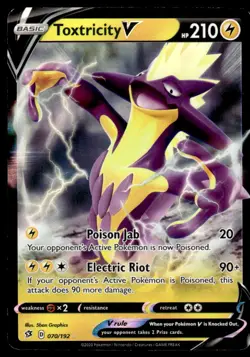 Pokemon TCG Rebel Clash #070/192 Toxtricity V NM - Image 1