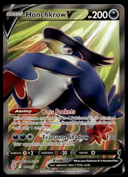 Pokemon TCG SWSH09: Brilliant Stars #161/172 Honchkrow V (Full Art) Holo NM - Image 1