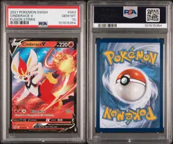 2021 Pokemon Fusion Strike #043 CINDERACE V PSA 10 GEM MINT - Image 1