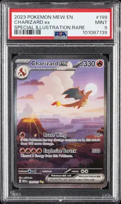 2023 POKEMON MEW EN-151 SPECIAL ILLUSTRATION RARE #199 CHARIZARD EX PSA 9 - Image 1