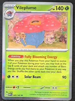 Pokemon TCG Vileplume 45/165 Scarlet & Violet 151 Near Mint holo rare - Image 1