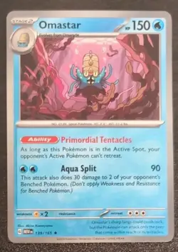 Omastar #139/165 Holo Rare Pokemon TCG Scarlet & Violet 151 Near Mint - Image 1