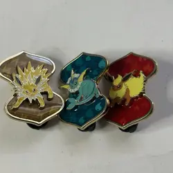 Nintendo Official Pokemon Jolteon Vaporeon Flareon Vmax Collection Pins Set Of 3 - Image 1