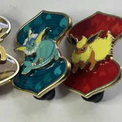 Nintendo Official Pokemon Jolteon Vaporeon Flareon Vmax Collection Pins Set Of 3 - Image 3