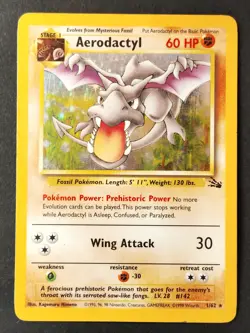 Aerodactyl 1/62 🦴 Vintage Fossil Set Holo Rare, WOTC 🪄 Pokemon 1999 - Image 1
