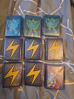 Lot Of 9 Pokemon Official TCG Sleeves Factory Sealed Surging Sparks Twilight Ma - Image 1