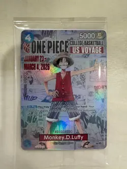 One Piece TCG Monkey D. Luffy P-055 College Basketball US Voyage Promo NM Sealed - Image 1