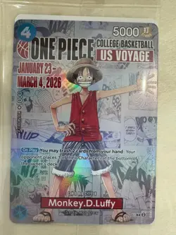 One Piece TCG Monkey D. Luffy P-055 College Basketball US Voyage Promo NM Sealed - Image 5