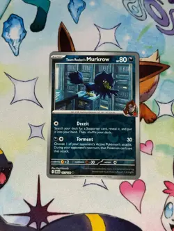 Pokemon TCG Destined Rivals - Team Rocket's Murkrow 127/182 Reverse Holo NM - Image 1