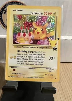 Pokemon Promo Birthday Pikachu No. 24 Celebrations Holo Card NM/M - Image 1