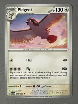 Pokemon TCG * Scarlet & Violet 151 Card * 018/165 Pidgeot Uncommon * FRESH PK - Image 1
