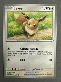 Pokemon TCG * Scarlet & Violet 151 Card * 133/165 Eevee Common * FRESH PK - Image 1