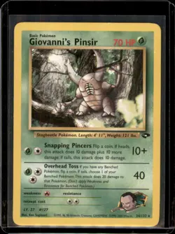 Giovanni's Pinsir 24/132 Rare Gym Challenge Set Non Holo Pokemon Card WOTC HP - Image 1