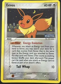Eevee 55/115 EX Unseen Forces Stamped Holo Rare Pokemon Card LP - Image 1