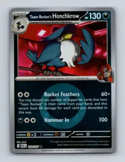 Team Rocket's Honchkrow 122 Pokemon Ascended Heroes Holo Energy Symbol Card NM+a - Image 1