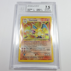 2000 Beckett 7.5 NM Pokemon 4/130 Charizard Base Set 2 Holo Swirl Card 58221B - Image 1