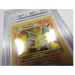 2000 Beckett 7.5 NM Pokemon 4/130 Charizard Base Set 2 Holo Swirl Card 58221B - Image 3